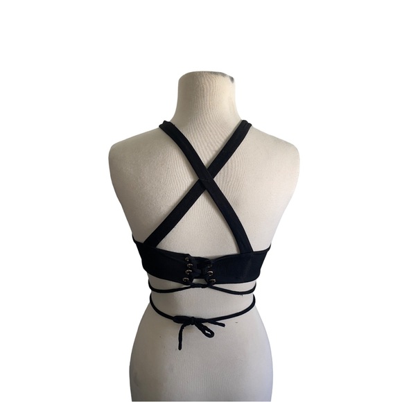 Fashion Nova Black Lace Back Swim Festival Crop Tank - Picture 3 of 6